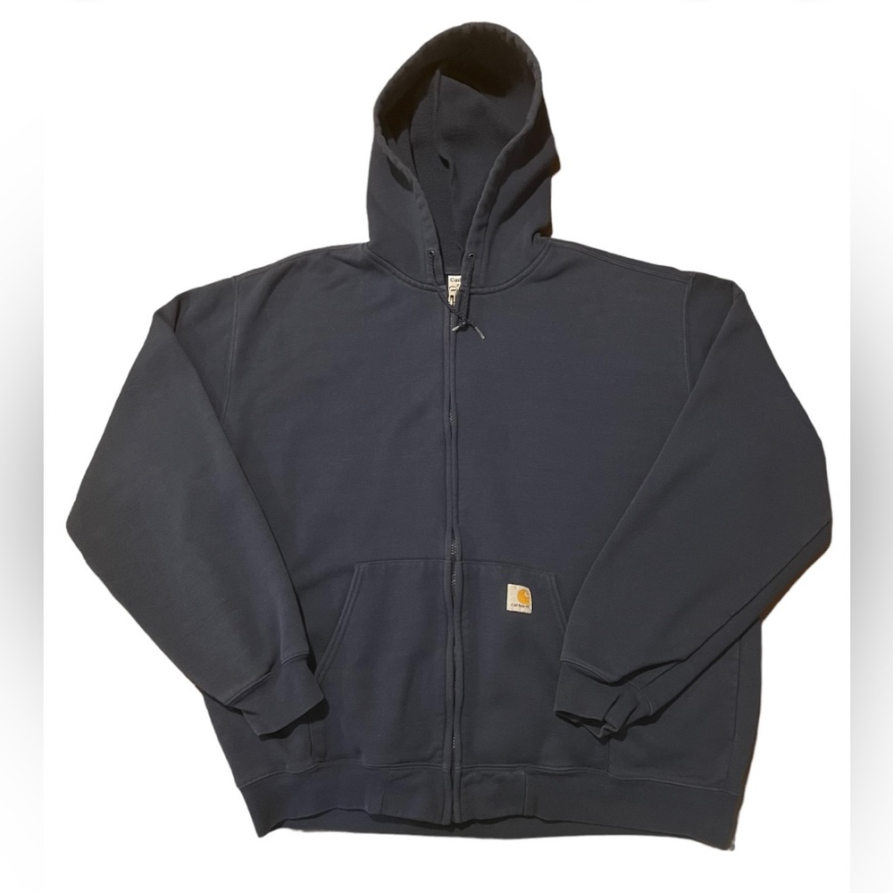 Carhartt Hoodie Sweatshirt Sweater Zip Up Jacket Mens Sz XXL Navy